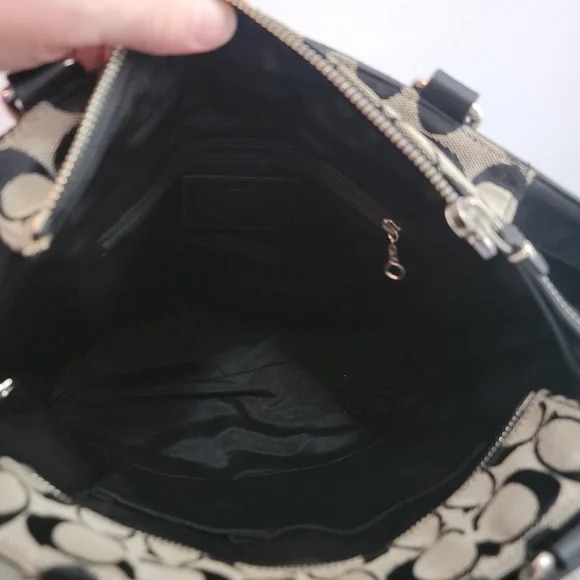 Coach Hadley Black and Gray Signature Canvas With Leather Trim Tote Bag - Picture 15 of 16